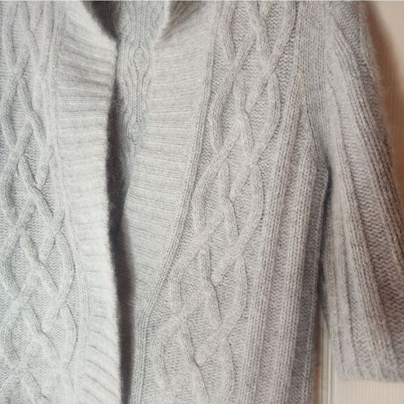Jullian Jones M Gray AngoraWoolBlend 3/4Sleeve Knitted 1 Button Women's Cardigan - Picture 4 of 9